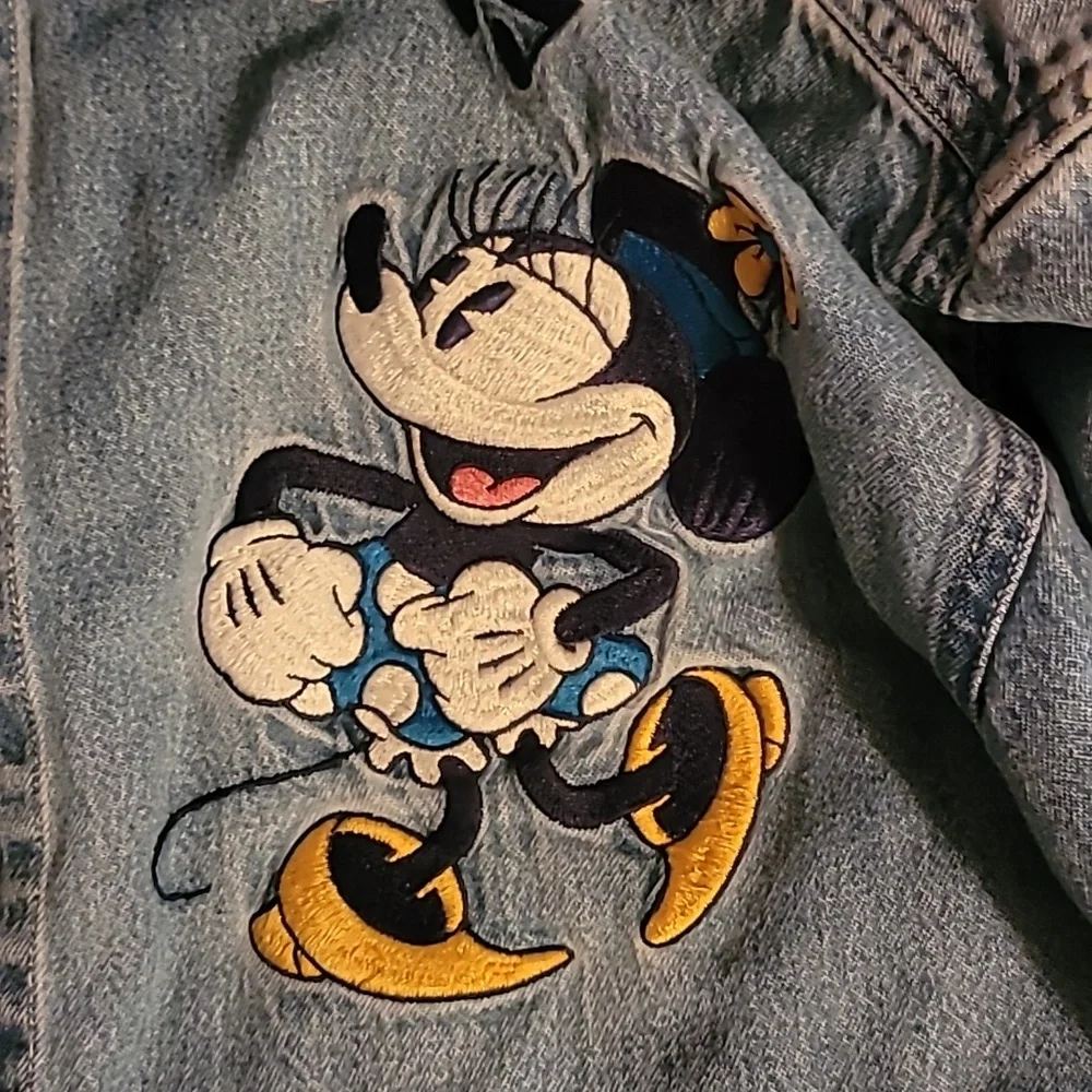 Disney long sleeve denim Mickey & Minnie Mouse Shirt Size L - Picture 2 of 4